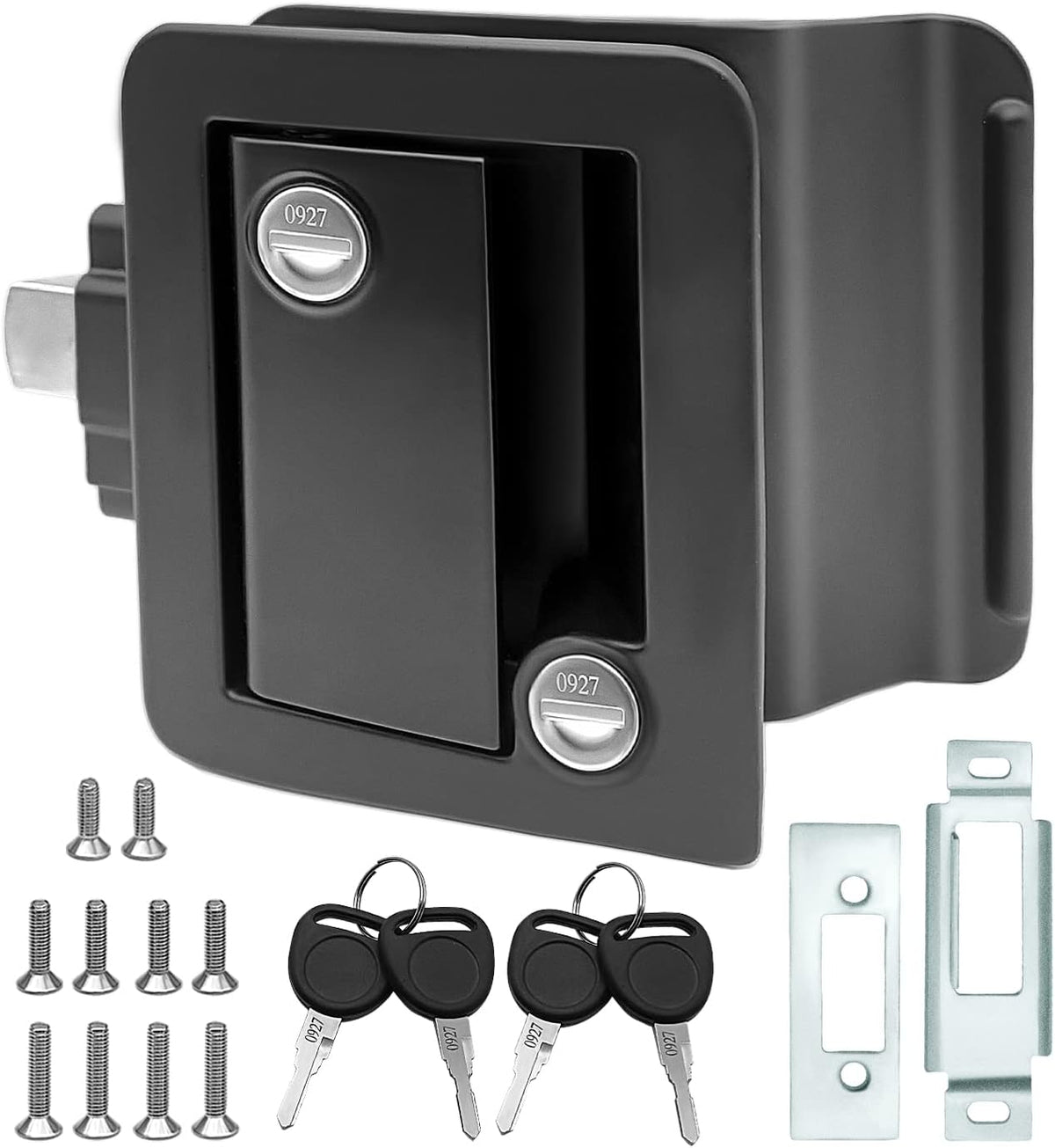Metal RV Lock Door Latch with 4 Keys 2 Pack Q95440