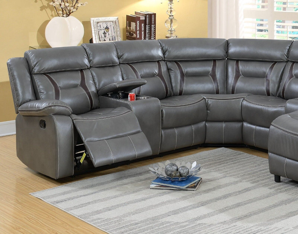Gray Gel Leatherette 5pc Sectional Sofa Set D18258