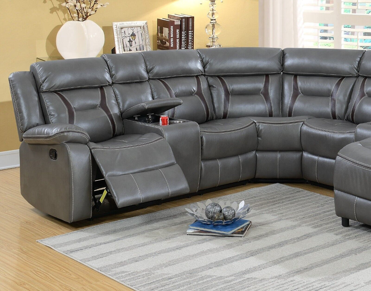 Gray Gel Leatherette 5pc Sectional Sofa Set D18258