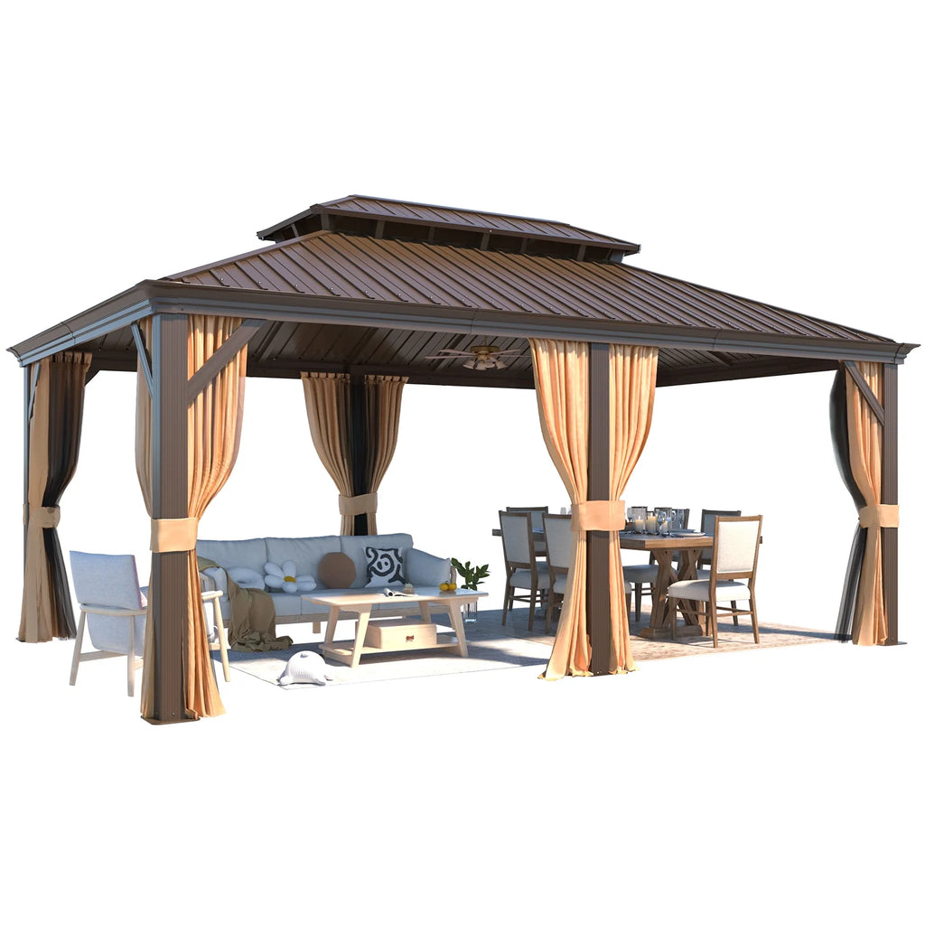 12' x 18' Hardtop Metal Double Roof Gazebo J873
