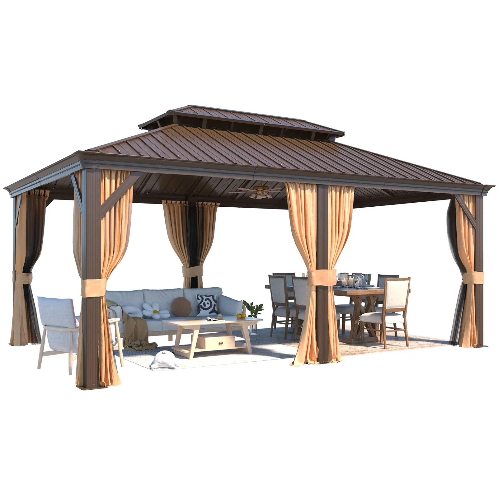 12' x 18' Hardtop Metal Double Roof Gazebo J873