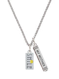 Silvertone Smile Rectangle Bar Charm Necklace, 23" U34019