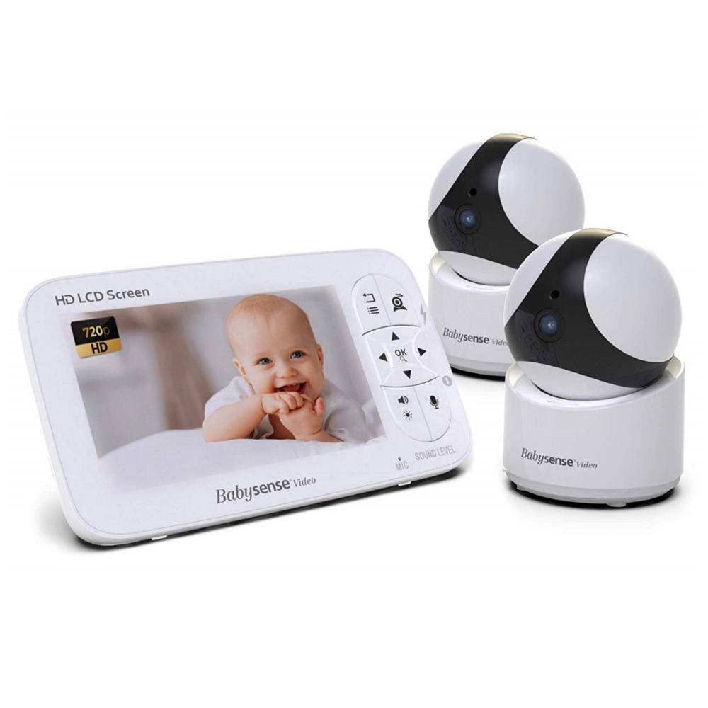 White 5 inch LCD Video Baby Monitor with 2 Cameras A4637