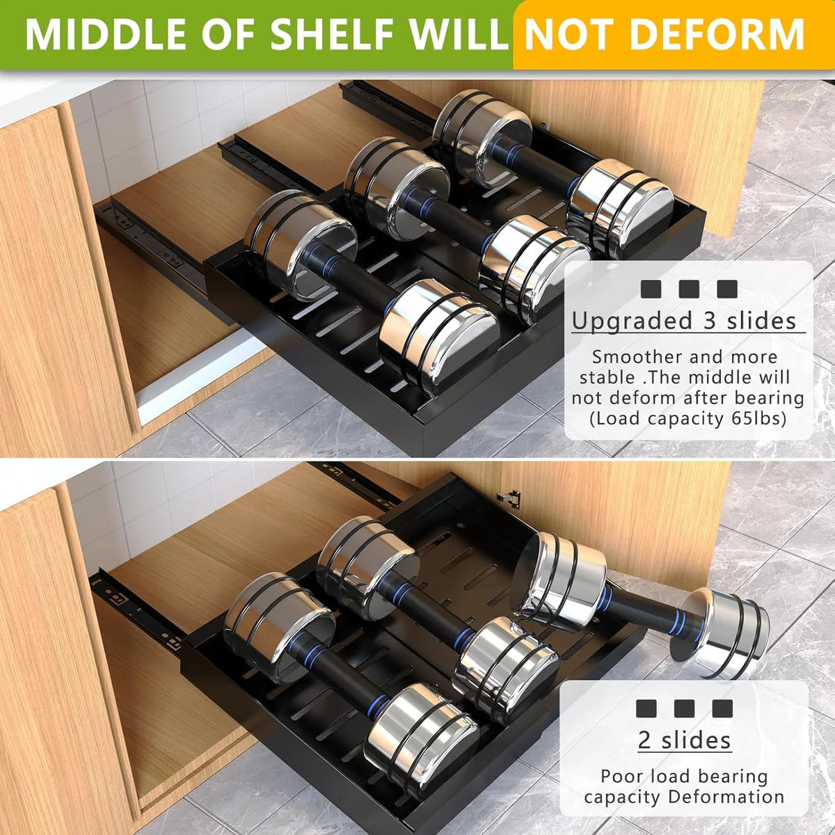 2 Pack 16.5Deep Expandable Slide out Drawers Black W5860