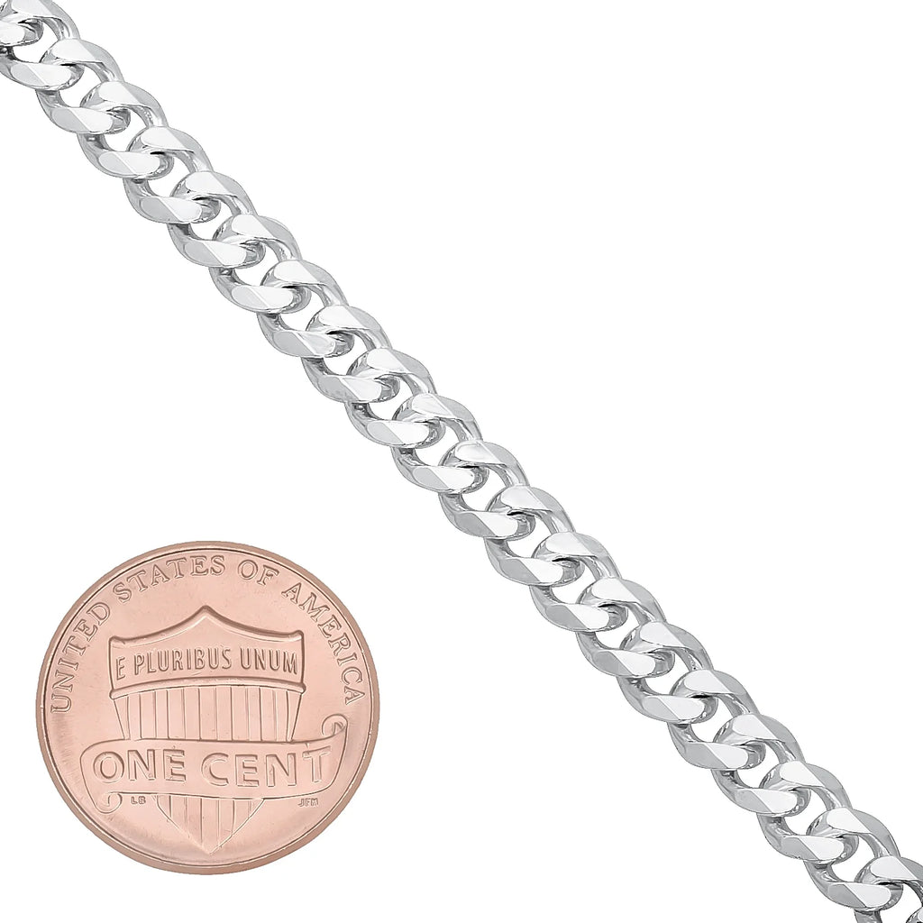 5mm Solid .925 Sterling Silver Flat Cuban Link Chain Necklace + Bracelet Set, 30" + 8" H67797