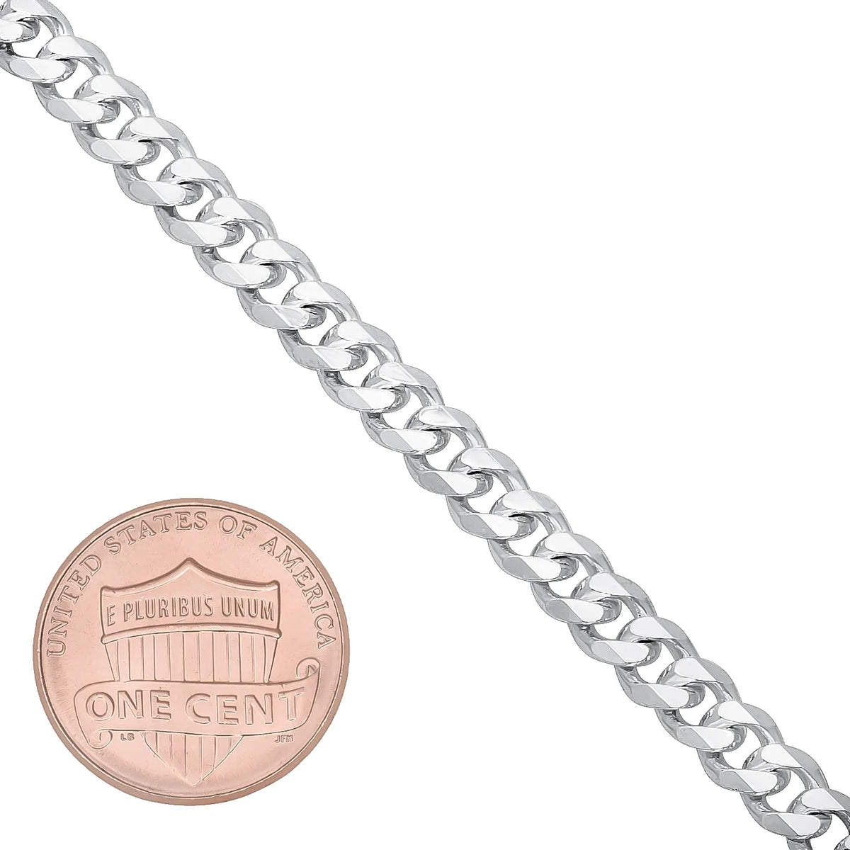 5mm Solid .925 Sterling Silver Flat Cuban Link Chain Necklace + Bracelet Set, 30" + 8" H67797