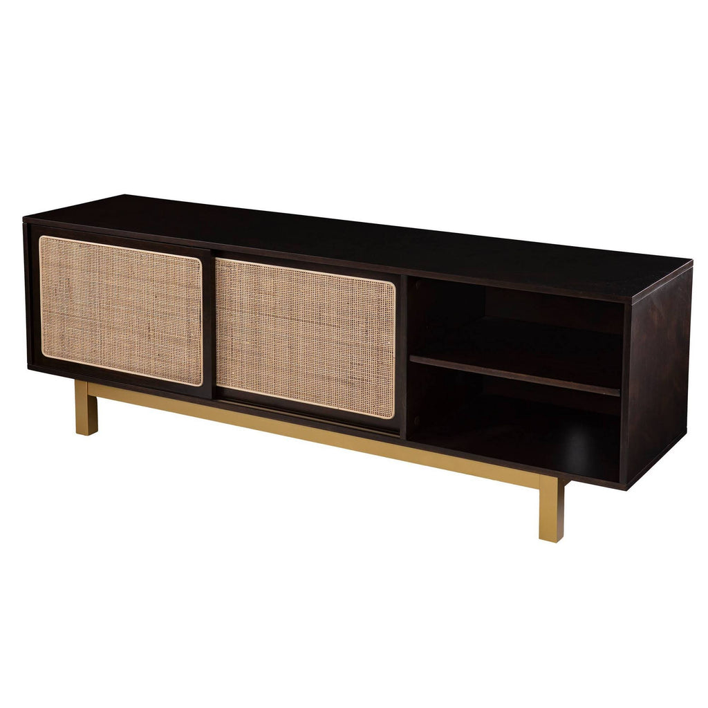Sliding Door Media Stand Brown Gold Natural O9004