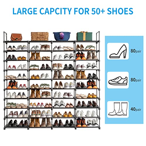 10 Tiers Metal Shoe Rack, Black W978375
