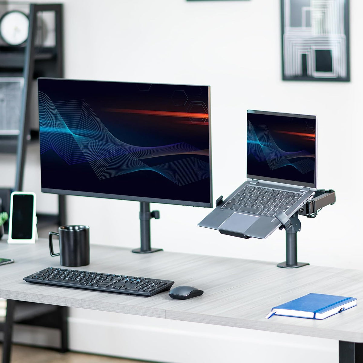 Black Adjustable 12 to 15.6 inch Laptop Desk Mount Stand with RGB Fan E141440
