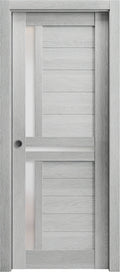 Sliding French Double Pocket Doors 60 x 80 inches Solid Wood with Frosted Glass A55573