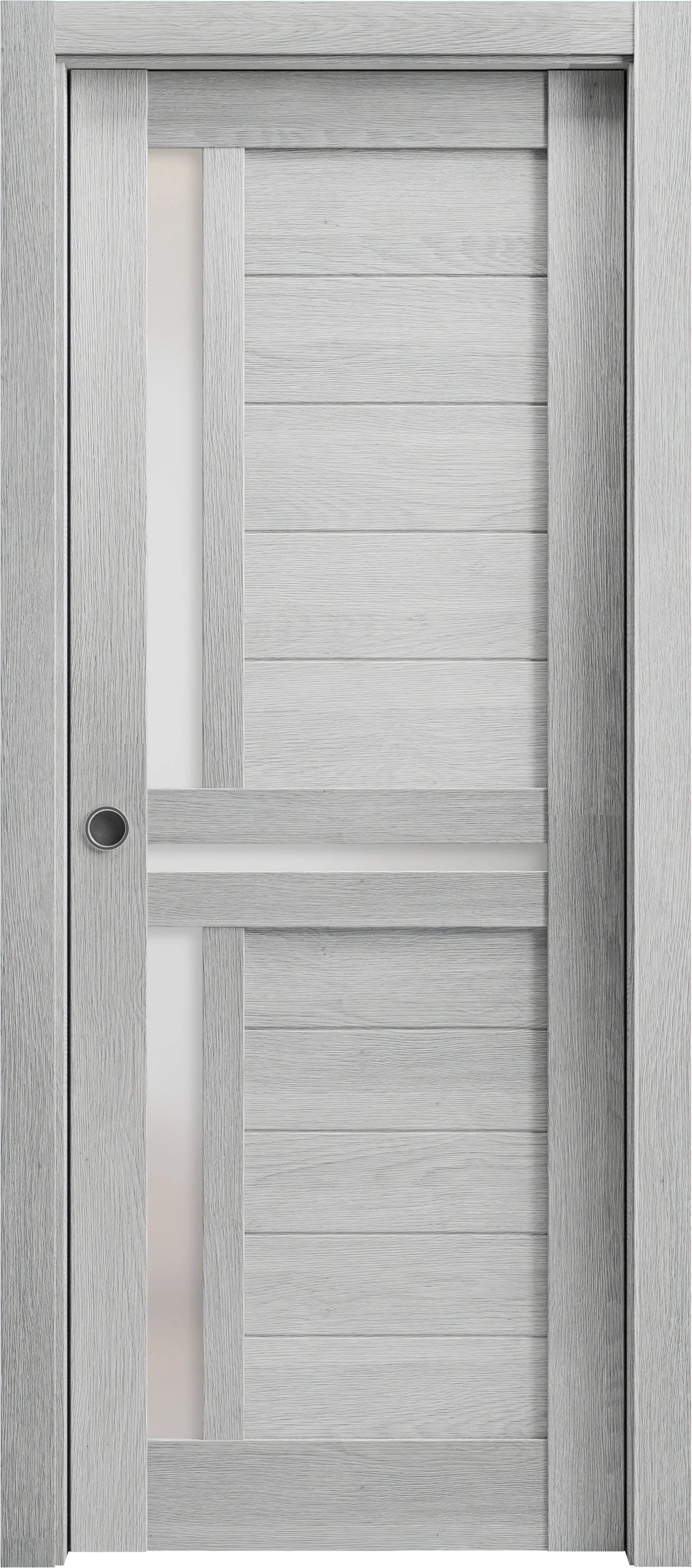 Sliding French Double Pocket Doors 60 x 80 inches Solid Wood with Frosted Glass A55573