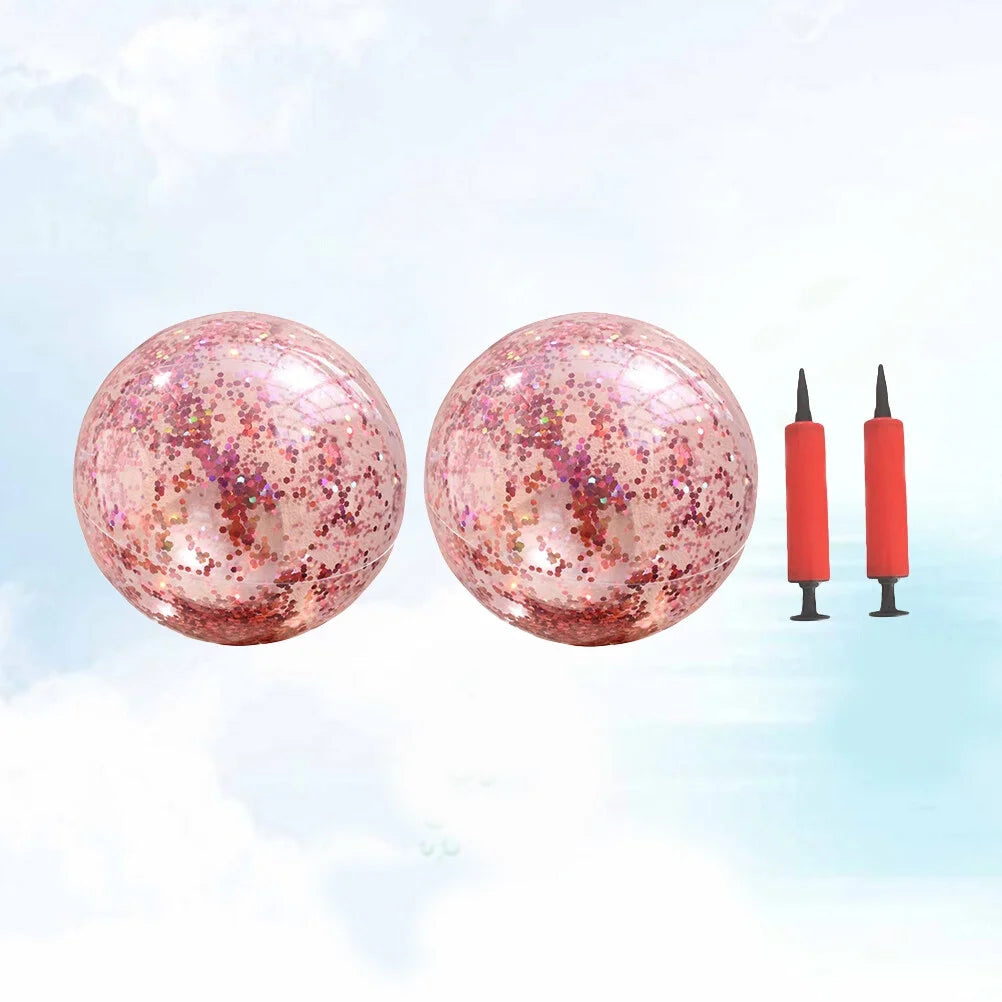 Rose Golden Glitter Beach Ball 4 Pcs Set with Pump B245