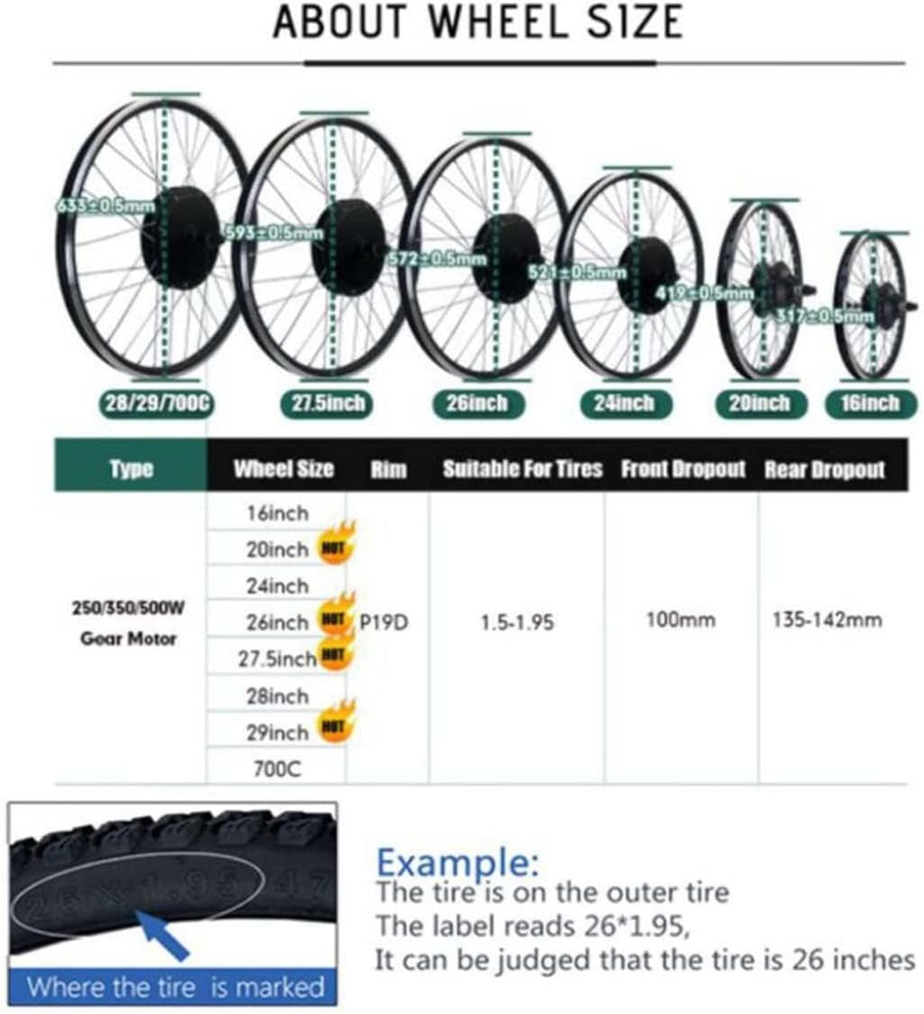 20"/24"/26"/27.5"/28"/29"/700C Front Wheel Electric Bicycle Hub Motor Conversion Kit with LCD3 Display K543920
