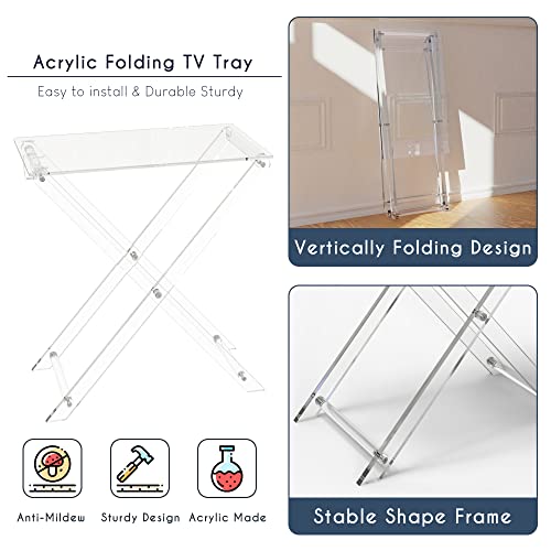 Acrylic Folding Tray Table with 2 Removable Trays E857183