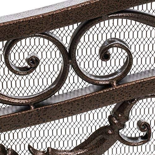 Black Gold Finish Floral Iron Fireplace Screen W691708