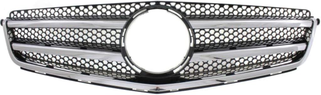 Chrome Shell Grille Assembly with Painted Black Insert for Mercedes-Benz C300 C350 2008-2011 AMG Styling Package Plastic P481782