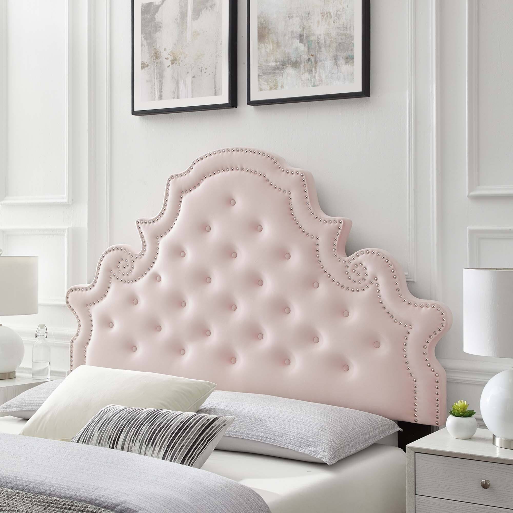 Tufted Dusty Rose Performance Velvet Twin Headboard R6362