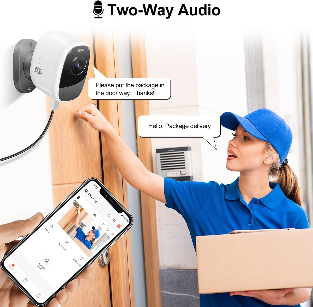 Wireless Outdoor Security Camera with Solar Panel, 1080P Color Night Vision, PIR Motion Sensor, Siren Alarm, 2-Way Audio, Waterproof A57826