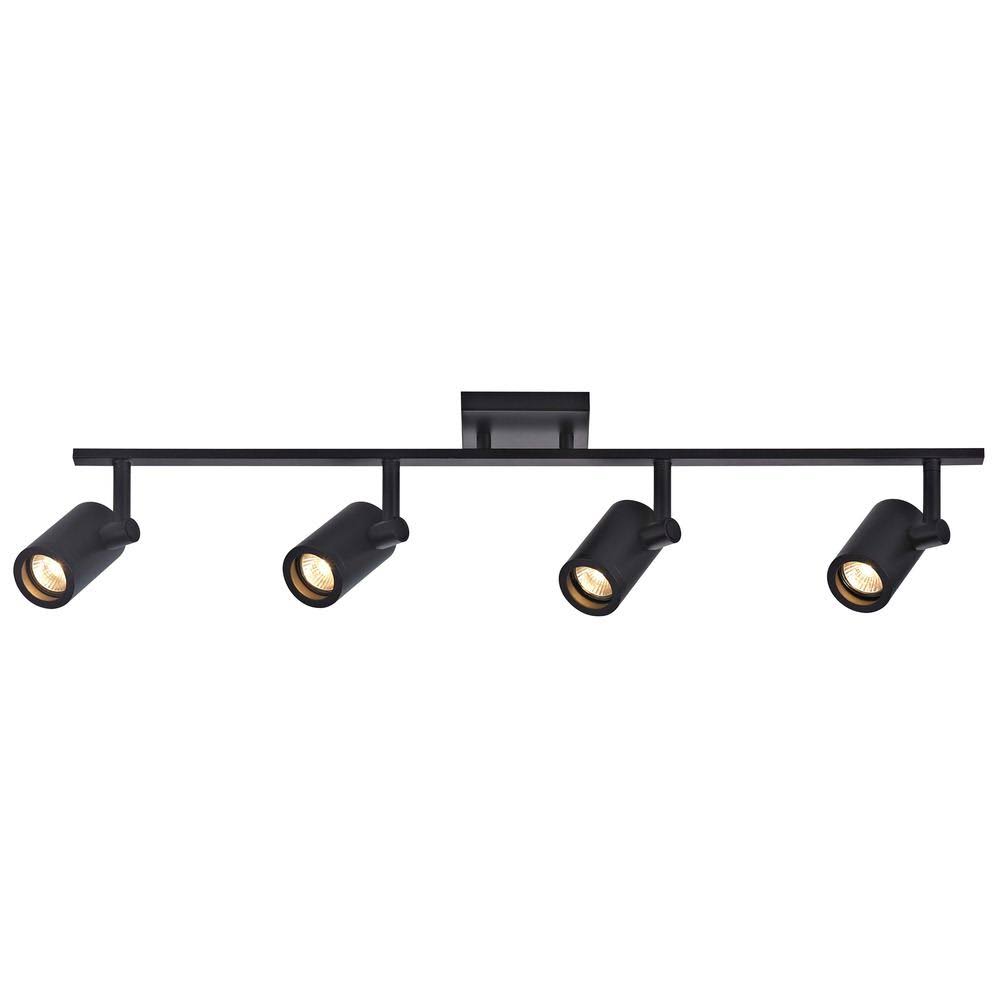 Black Track Light with 4 Cylinder Spot Lights, GU10 Base P34032