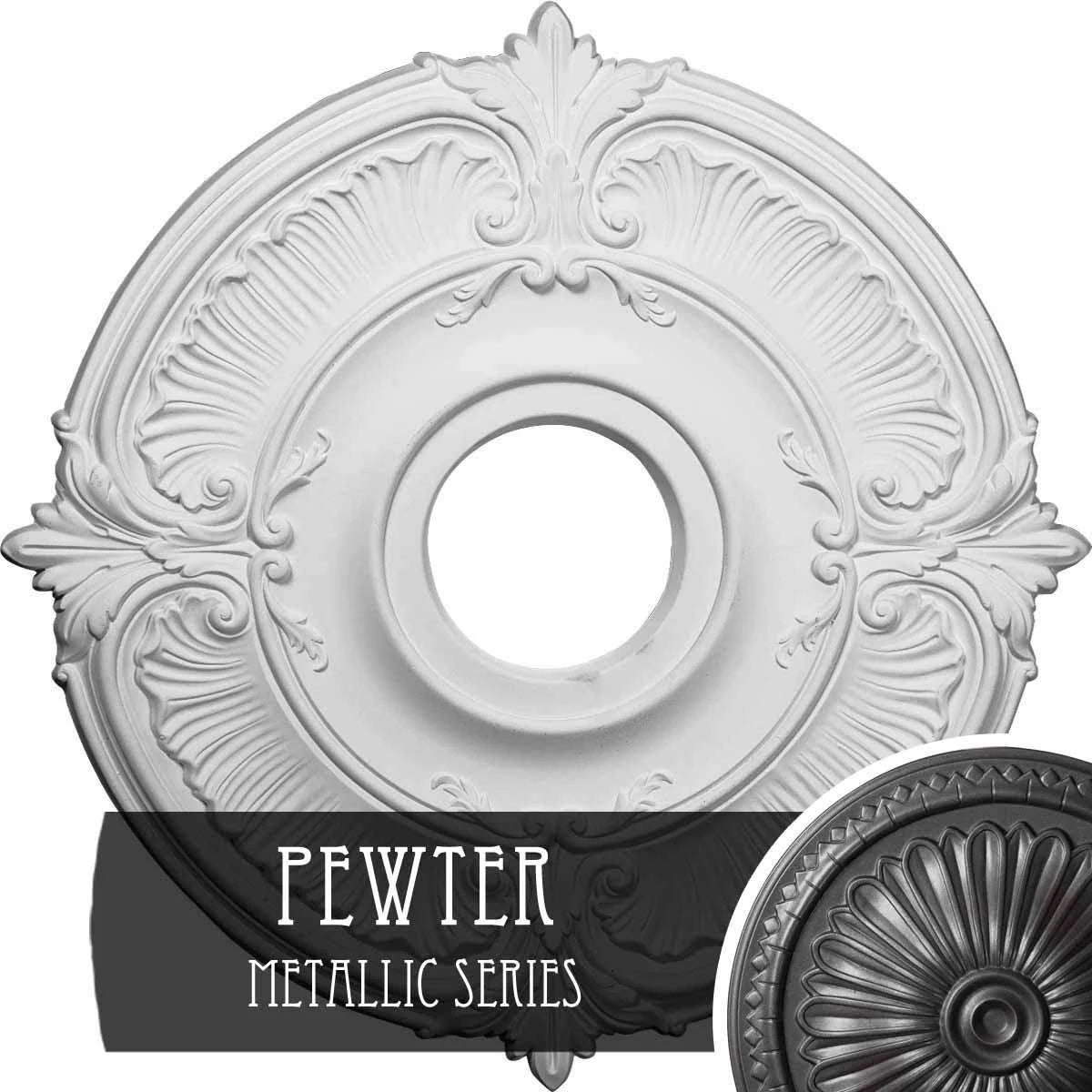 18x22OD x 4x22ID x 5/8x22P Hand-Painted Pewter Ceiling Medallion F35568