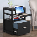 Black Rolling File Cabinet with Drawer and Storage Shelves L4857