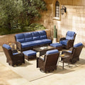 7PCS Blue Wicker Patio Furniture Set with Cushion B437