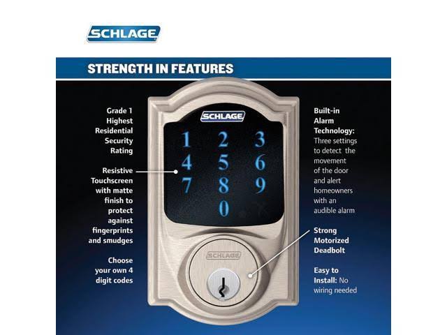 Camelot Touchscreen Deadbolt, Satin Nickel U72194