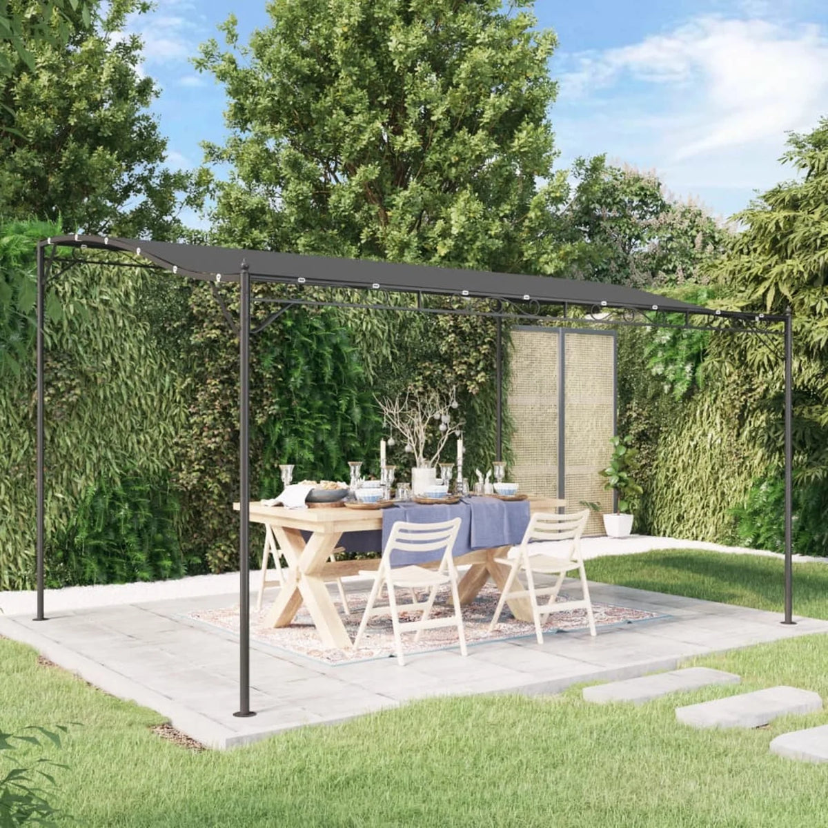 Anthracite 13.1'x9.8' 0.6 ozft² Fabric and Steel Canopy H7944