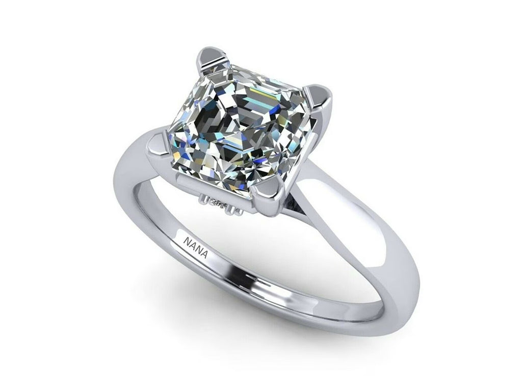 1.50ct Asscher Solitaire Silver CZ Engagement Ring J406