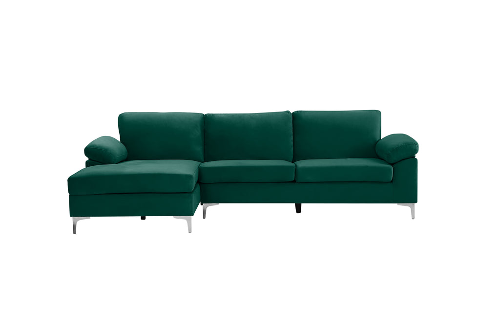 Green Velvet L-Shaped Sectional Sleeper Sofa Z97704