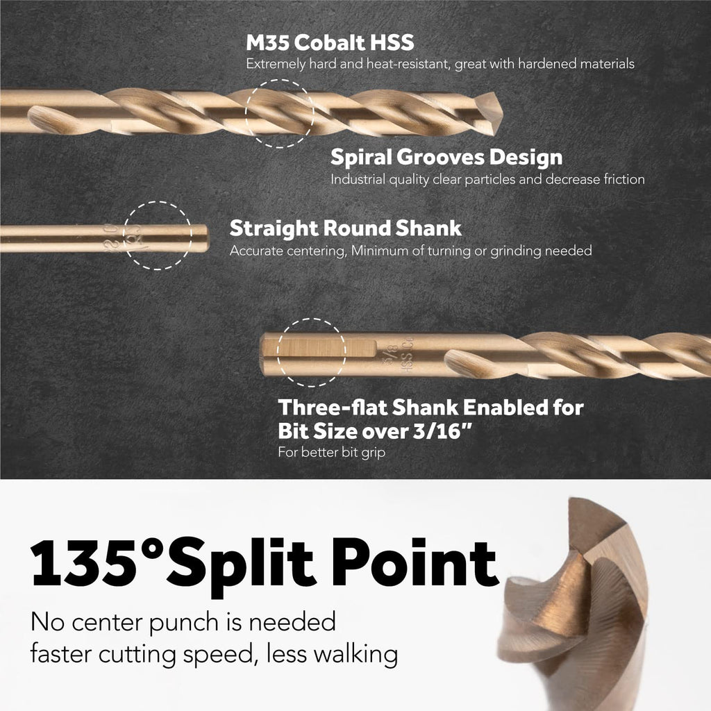 31 Pcs M35 High Speed Steel Cobalt Drill Bit Set T9014
