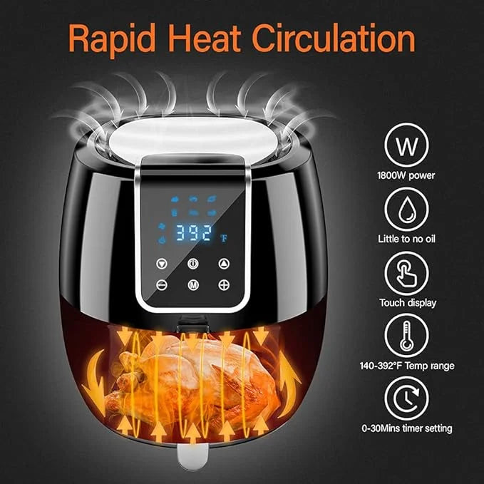 6-in-1 Air Fryer 7Qt 6.5L Smart Electric Hot Airfryer BLACK C14216
