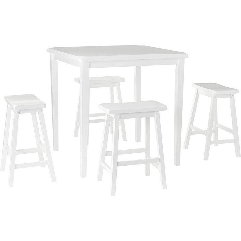 White Wooden Counter Height Table Set with 4 Chairs A200149