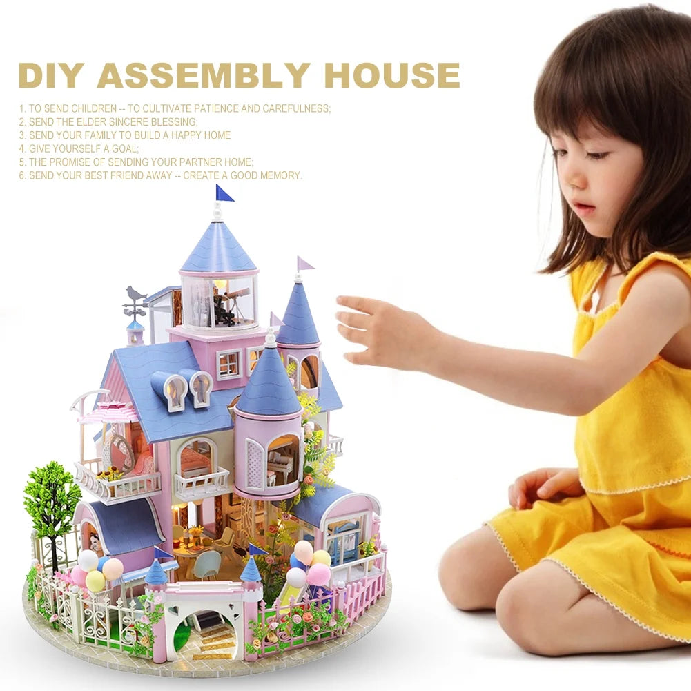 Miniature 3D Wooden Dollhouse Kit with LED C36596