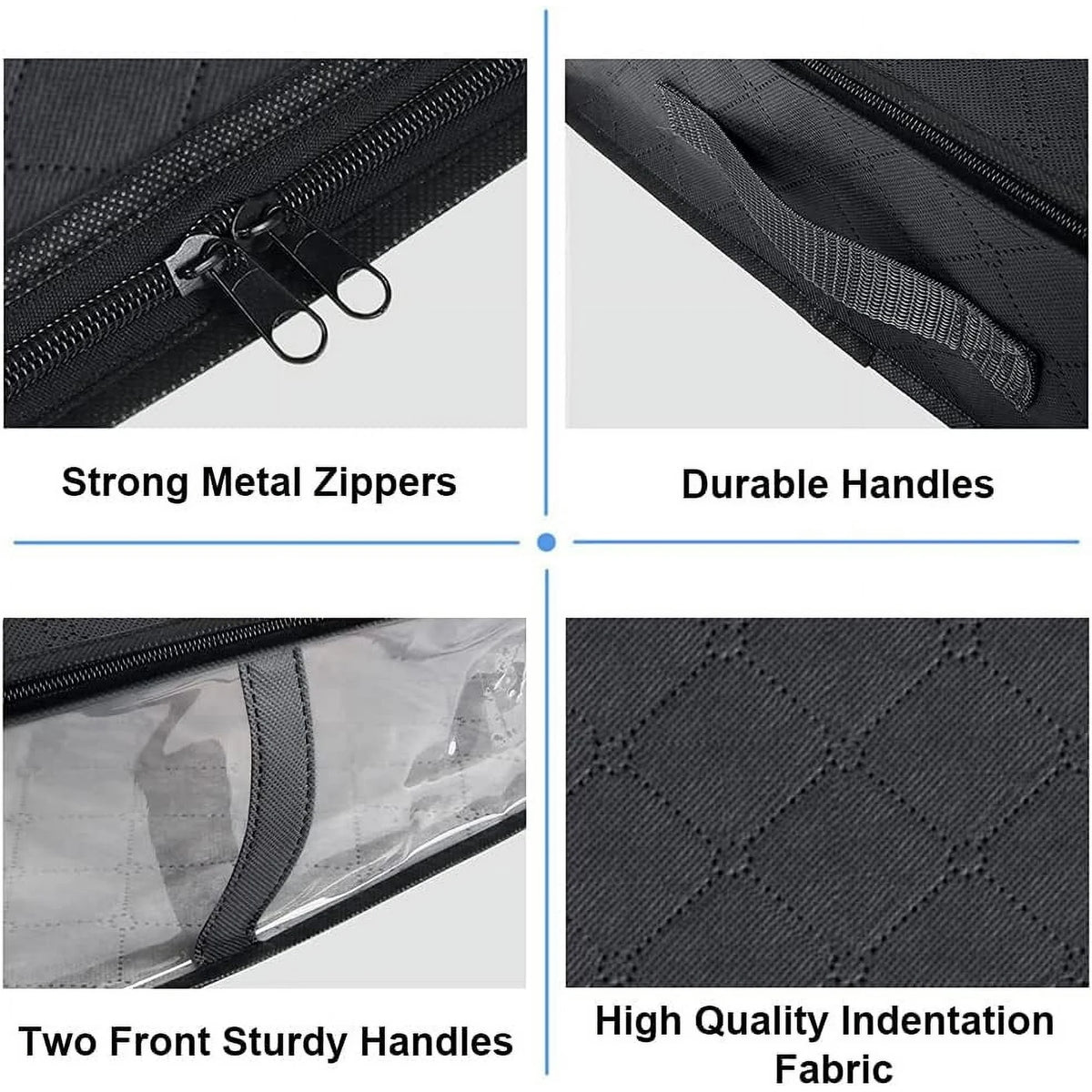 Black 4-Pack Large Underbed Storage Bags with Clear Window and Handles F919