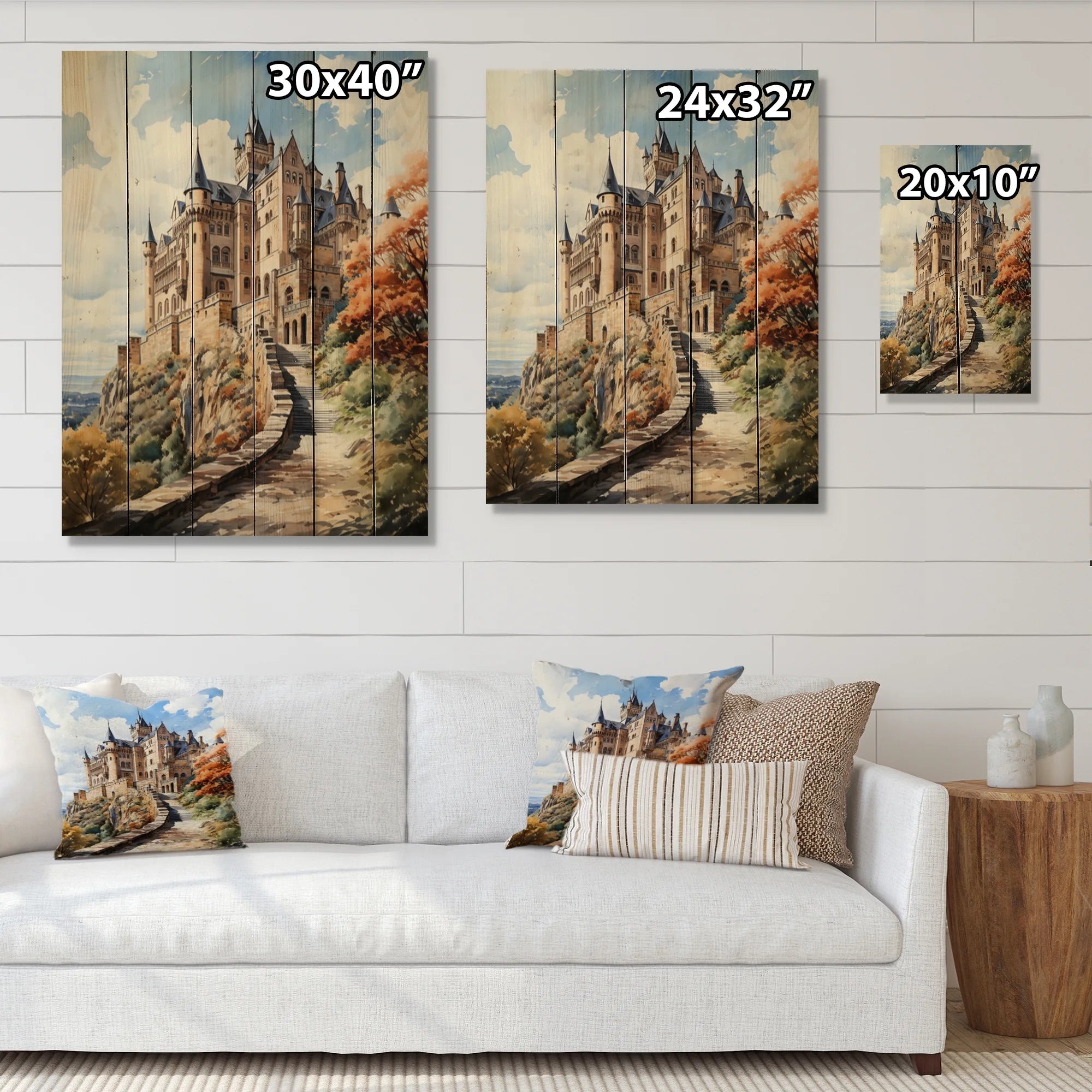 Natural Pine Wood Cityscapes Print E5026