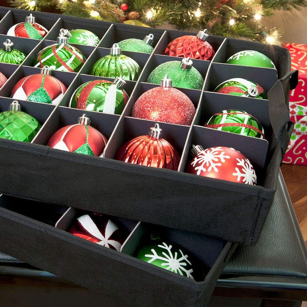 Red Christmas Ornament Storage Box With Dividers Z3721