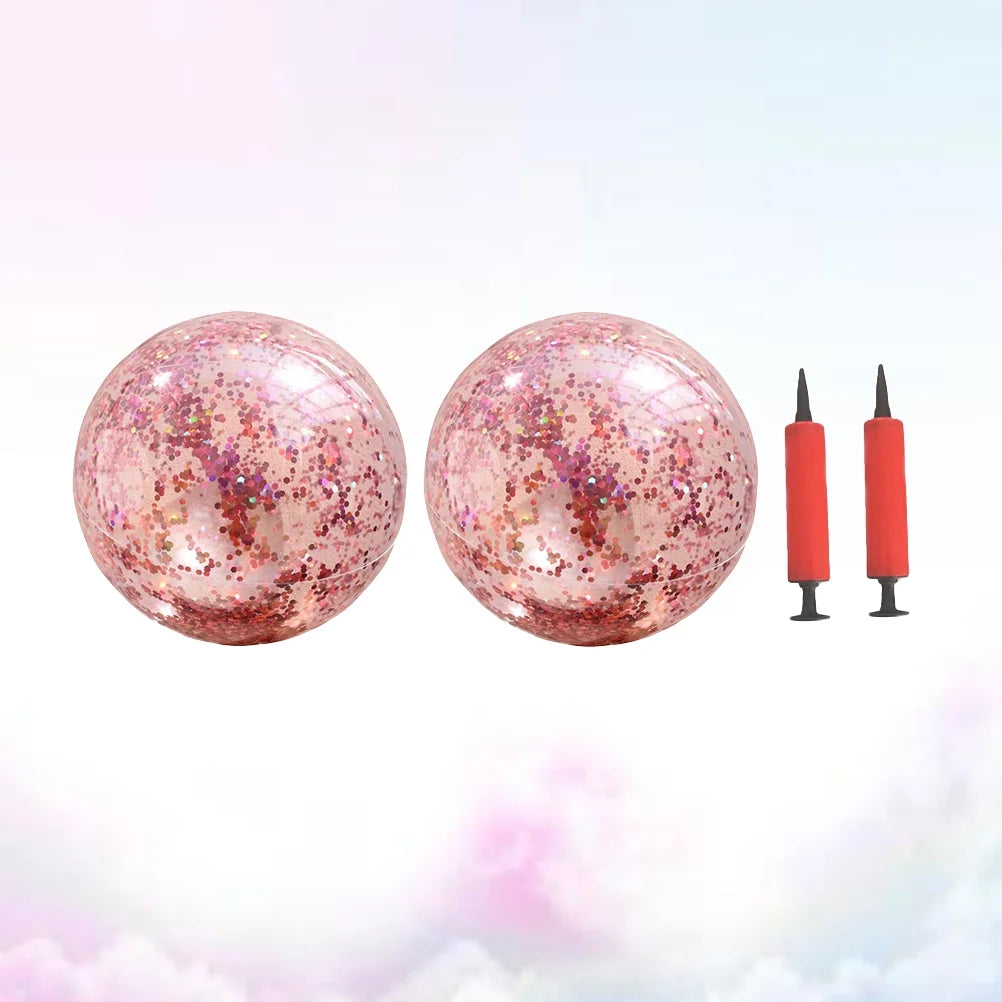 Rose Golden Glitter Beach Ball 4 Pcs Set with Pump B245