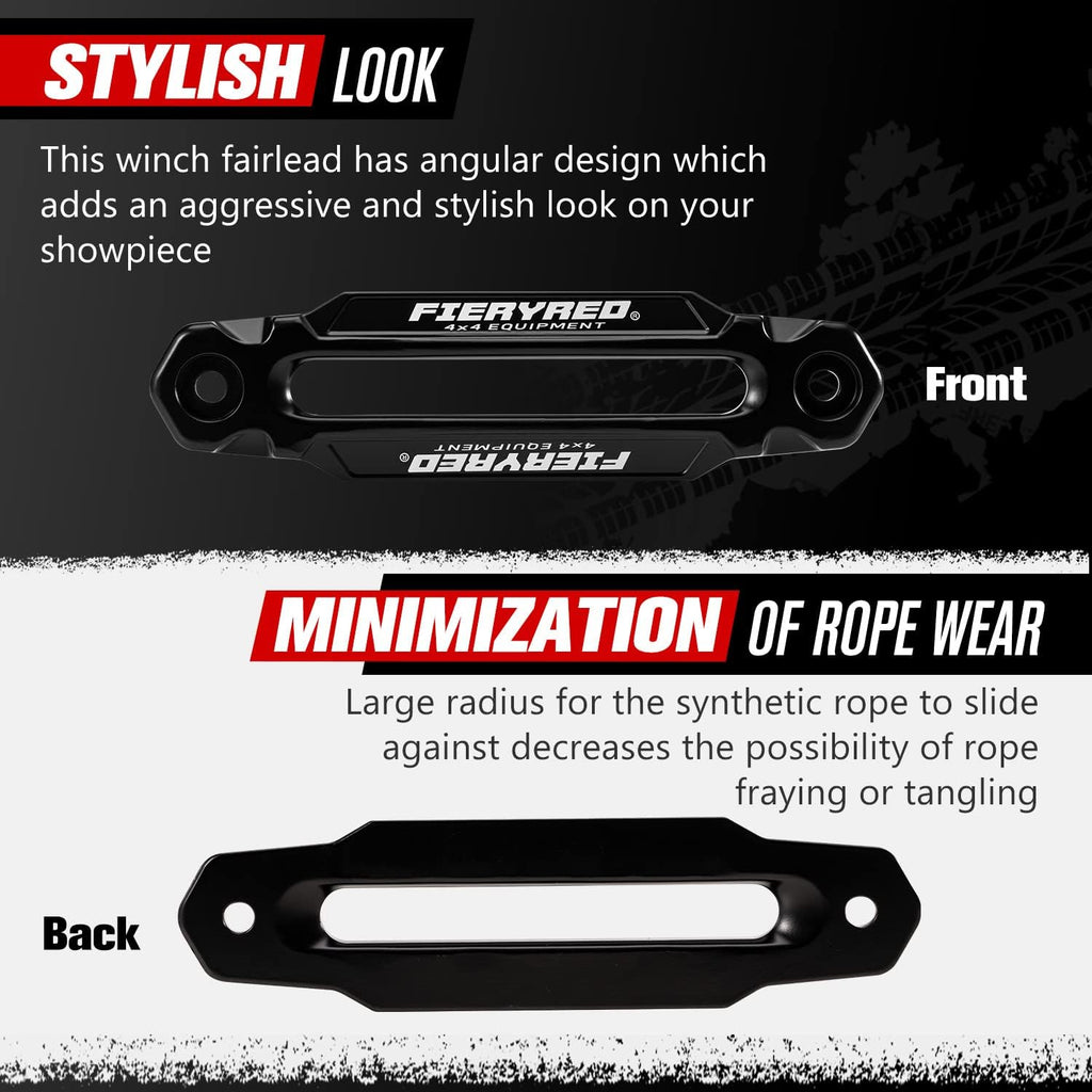 Black Aluminum Winch Hawse Fairlead with UV-Resistant Coating, Pack of 2 M43885