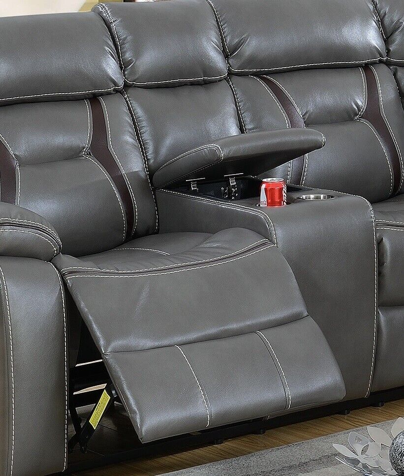 Gray Gel Leatherette 5pc Sectional Sofa Set D18258