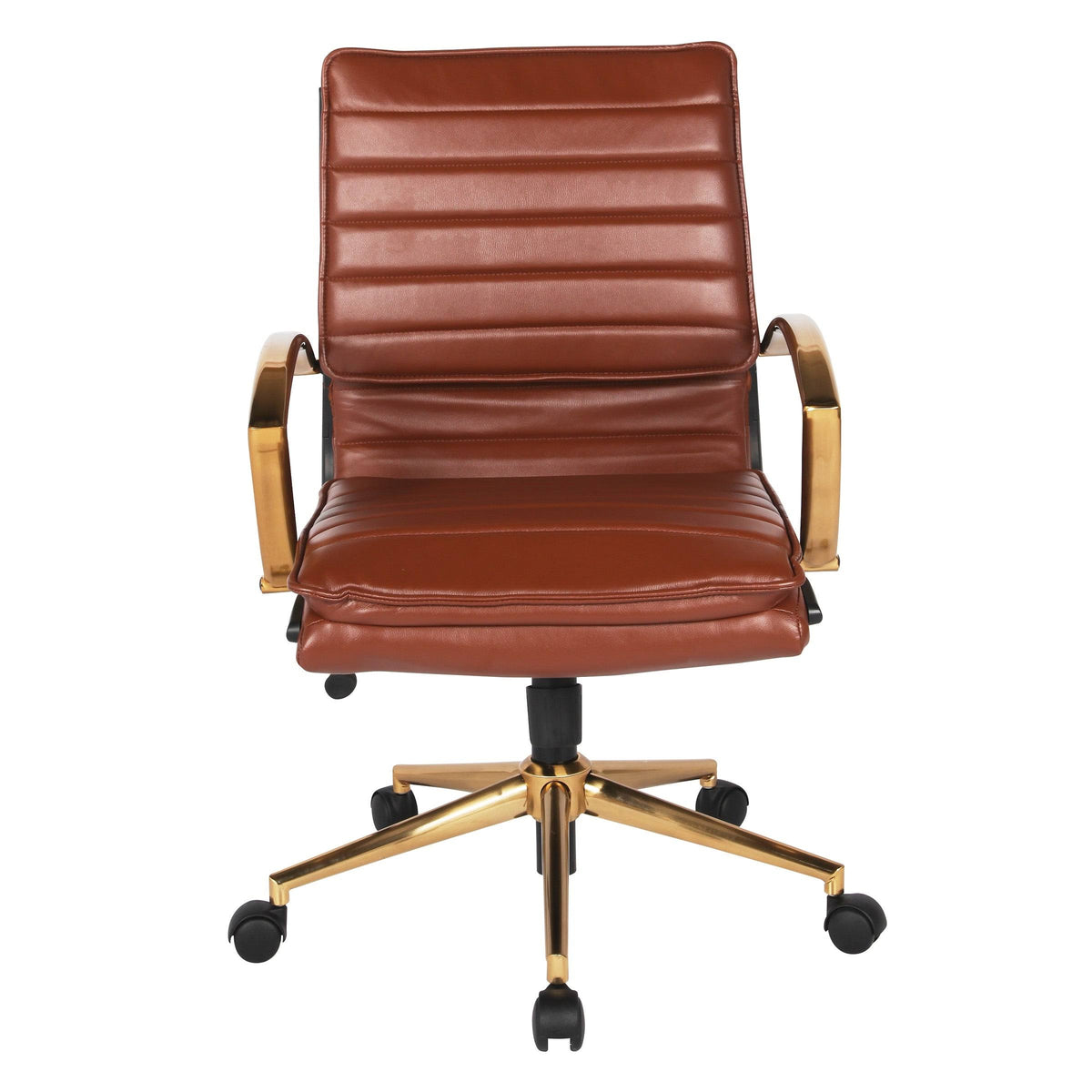 Navy Faux Leather Mid-Back Chair with Gold A15609