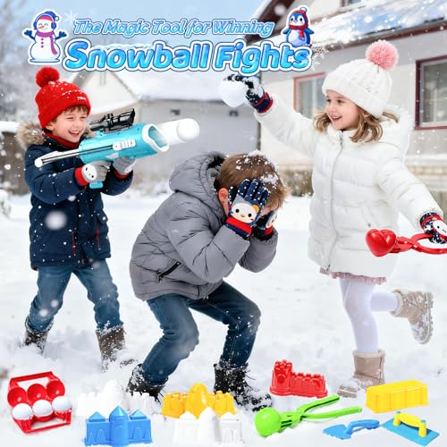 Snowball Maker Kit with Snowball Blaster Launcher, 3 Duck Shaped Clips, Molds, Snow Shovel, Carry Bag G923