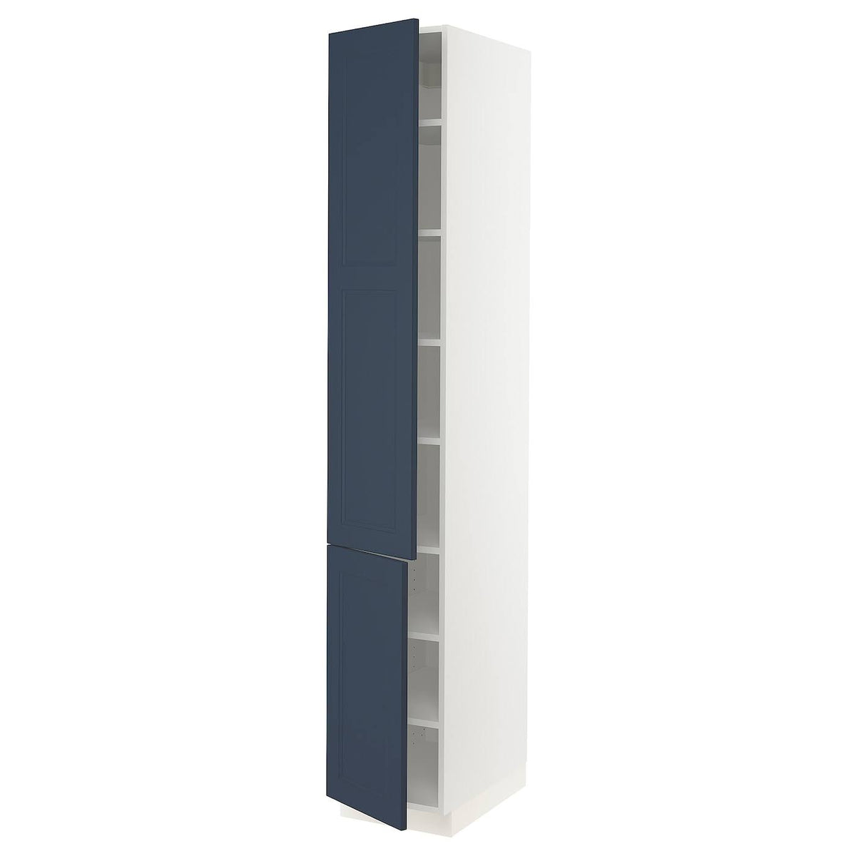 White Axstad Matte Blue 15x24x90 High Cabinet with shelves and 2 Doors I494839