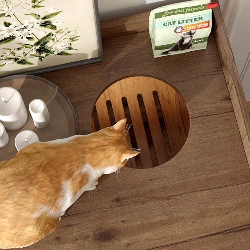 White Multi-Functional Cat Litter Box Enclosure with Smart Door & LED Light E33617