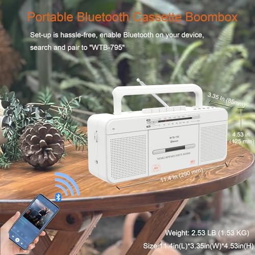 Cassette Player Recorder with Bluetooth, USB, AM/FM Radio Stereo, Portable S23020