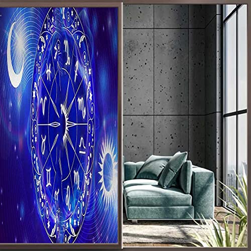 Astrology Blue Window Privacy Film, 17.7 in x 78.7 in F778