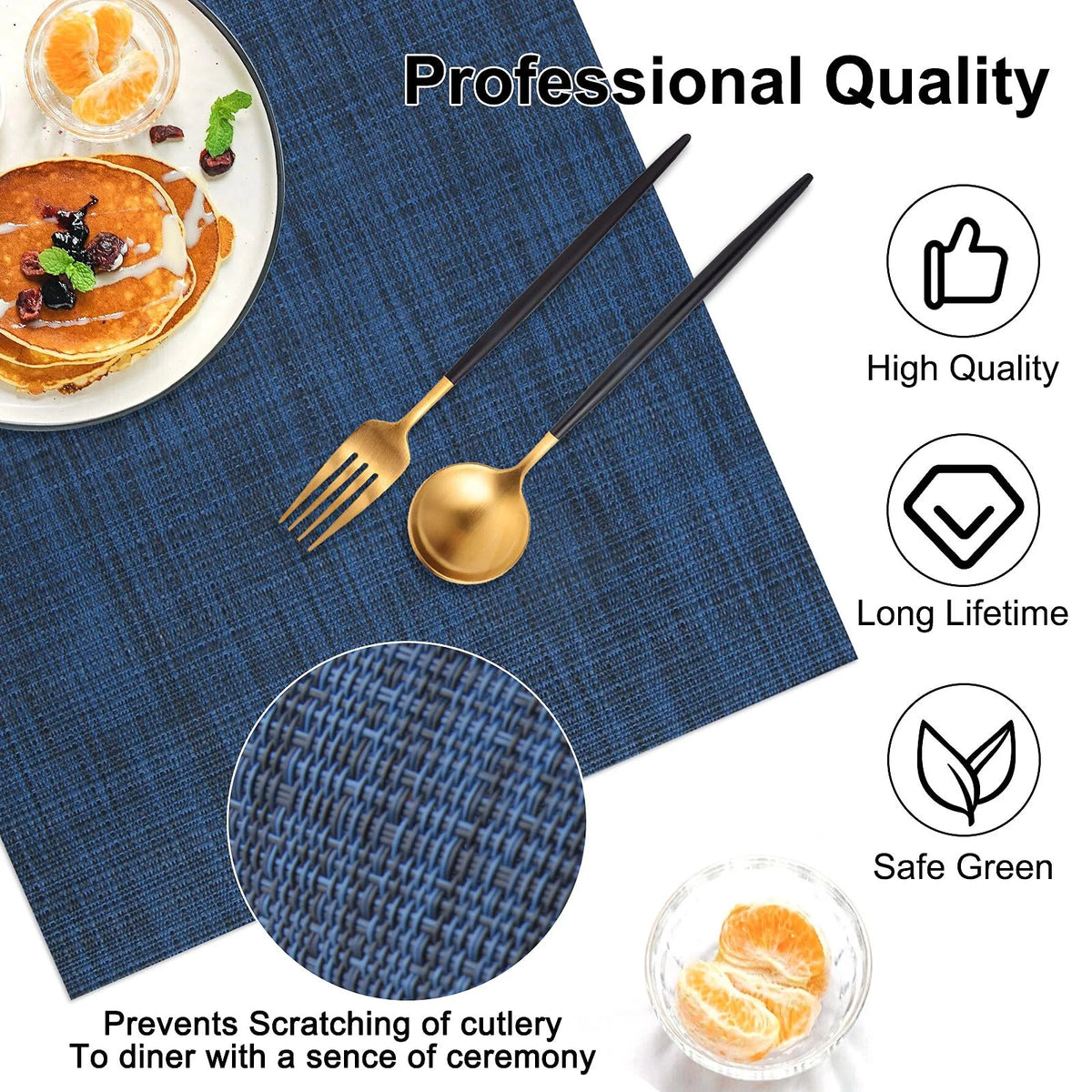 Navy Blue PVC Woven Placemats Set of 4 E5913