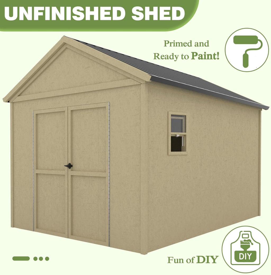 12 ft x 9 ft Outdoor Wood Shed with Metal Roof A52334