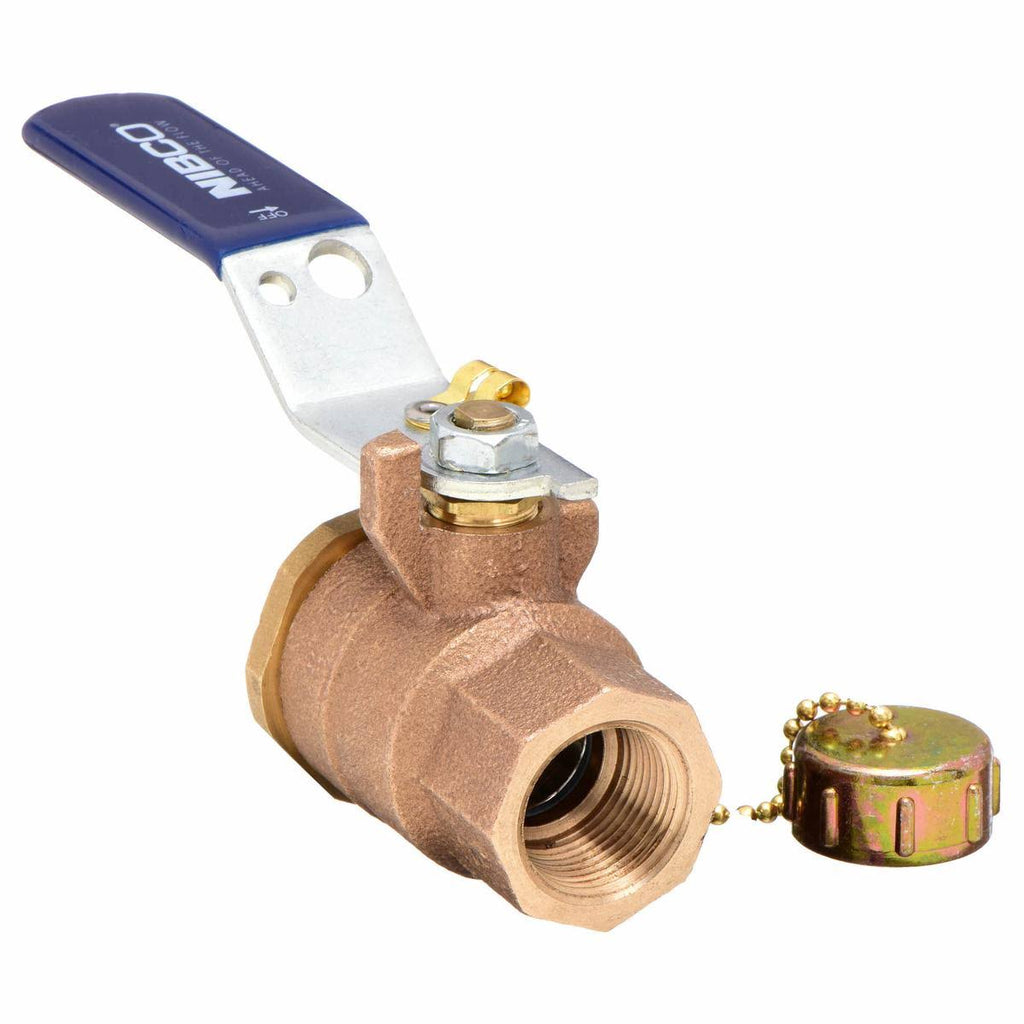 Bronze Ball Valve, FNPT x Hose Cap, 3/4 in A745080
