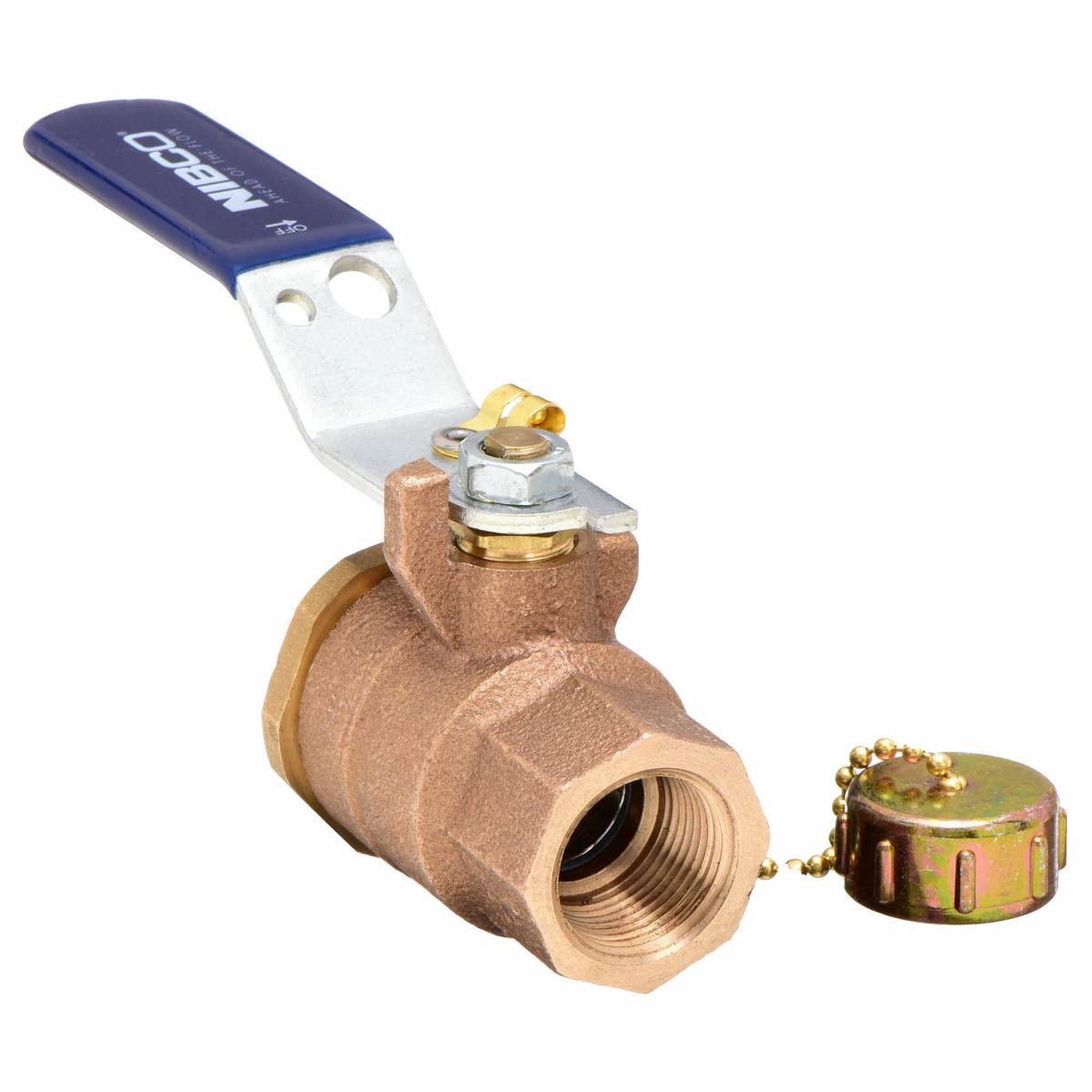 Bronze Ball Valve, FNPT x Hose Cap, 3/4 in A745080